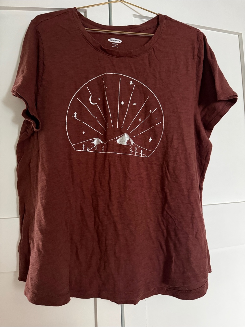 Old Navy Women’s XL Rust Brown Graphic Short Sleeve Tee